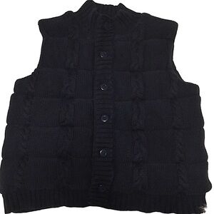 JANIE & JACK sz 3-4 Vest Winter Puffy Cable Knit Navy Blue